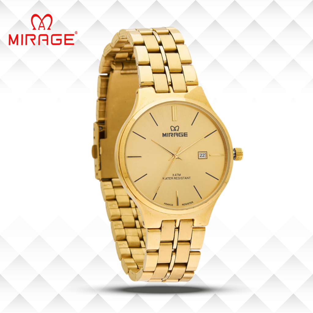 Mirage Jam Tangan Pria Analog 18602 M Gold Original Stainless