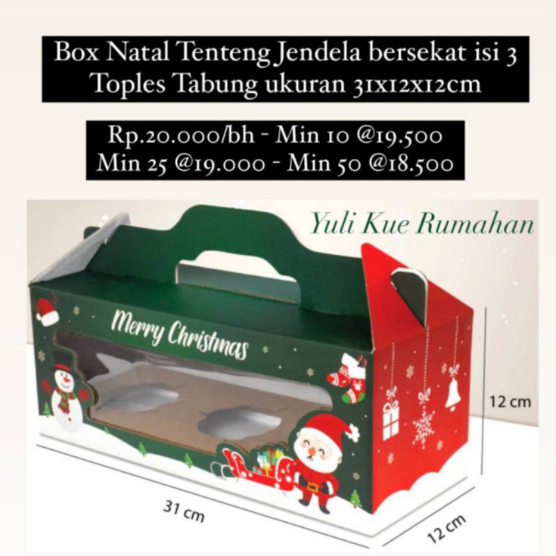 

Box Natal Tenteng Jendela Bersekat Isi 3 Toples Tabung Uk 31x12x12cm