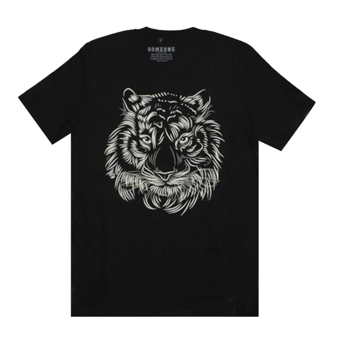 Kaos distro Tiger line T Shirt Glow In The Dark Blacker combed 24s