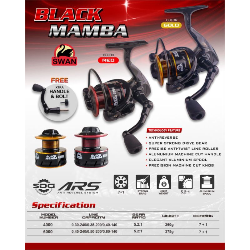 Reel/Kerek SWAN BLACK MAMBA 2000/6000