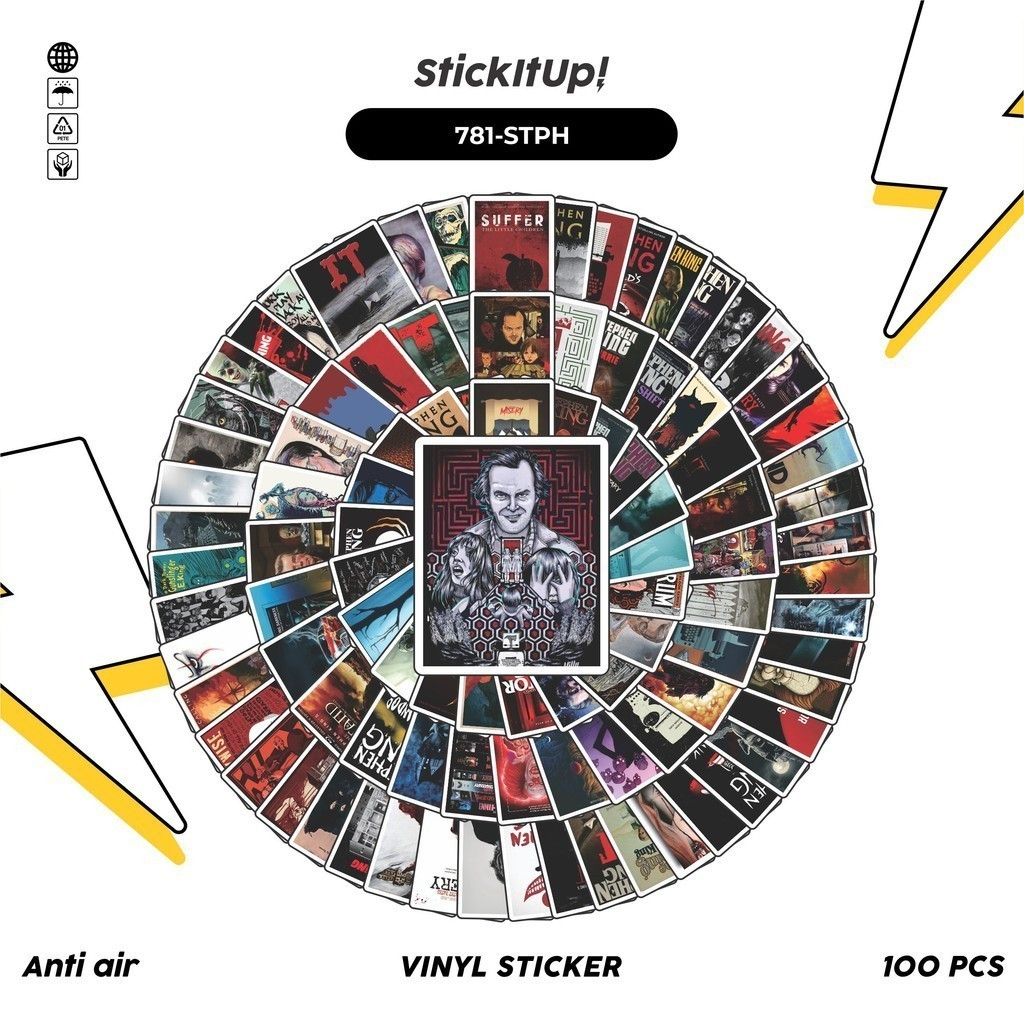 

COD✨ 100 Pcs Stiker Stephen King Horror Novels Lucu Anti Air Untuk Dekorasi Notebook Sepeda Skateboard Handphone DIY