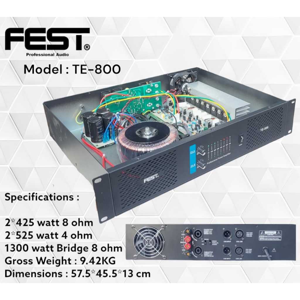 POWER AMPLIFIER FEST TE800 TE 800 GARANSI 1 TAHUN