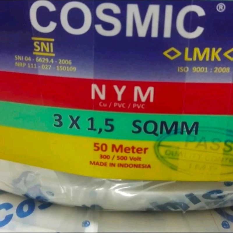 KABEL LISTRIK COSMIC NYM 3X1.5 (50 METER)KABEL COSMIC TEMBAGA ASLI 50 METER