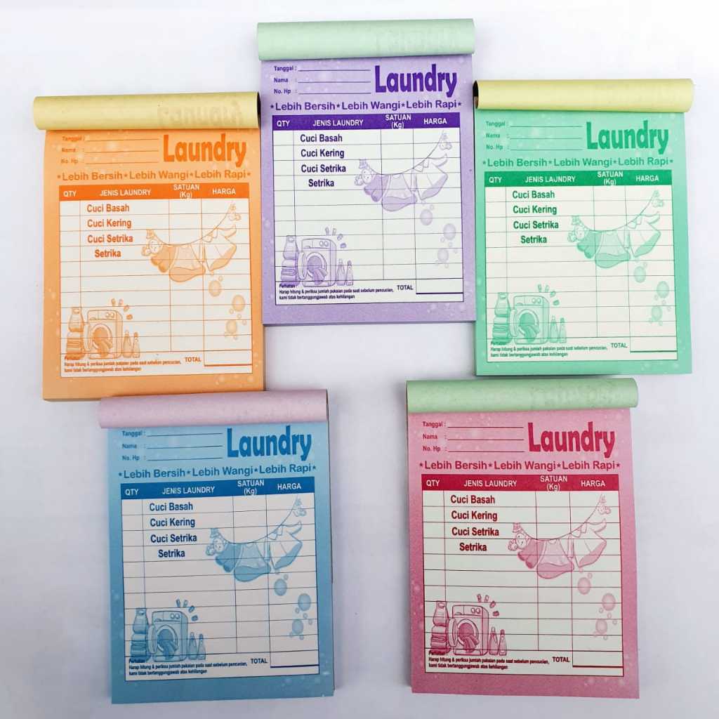 

NOTA LAUNDRY motif JEMURAN 1 ply / 1 rangkap warna warni