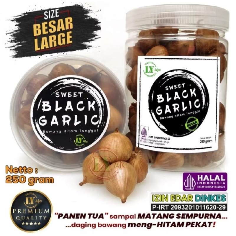 

PREMIUM Black Garlic Bawang Hitam Tunggal size besar 250gr