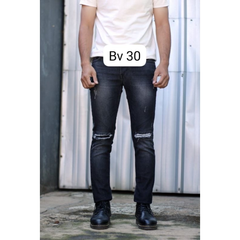 Celana Jeans Black viper VLG36, Celana jeans sobek Pria