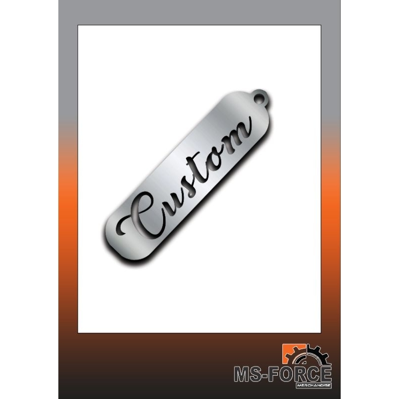 souvenir gantungan kunci nama custom FONT HURUF SAMBUNG elegant bahan stainless