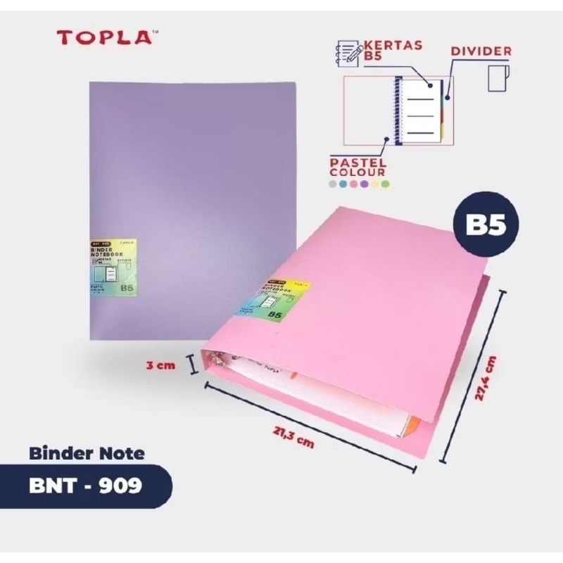 

TOPLA BUKU CATATAN TOPLA BINDER NOTE 909 B5 wrna pastel ,cck buat sklh n kuliah dll