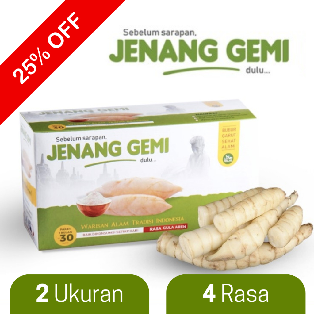 

Jenang Gemi | Obat Herbal atasi keluhan Maag, Asam Lambung, Gerd | Original, Gula Aren, Vanila, Pisang - Original, 15 Sachet