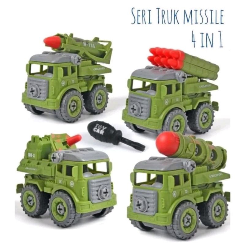 mainan anak mobil army diy truck/mainan edukasi anak mobil militer set