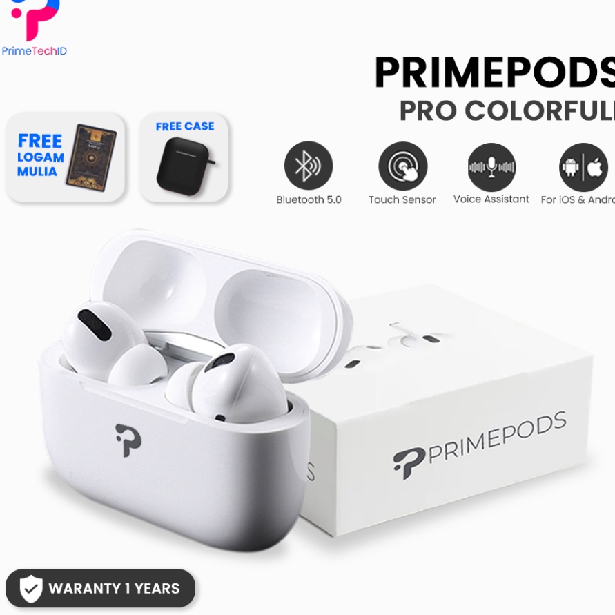 DIJAMIN ORI PrimePods Pro Headset Bluetooth TWS FREE SOFTCASE Handsfree Earphone Earbuds Headphone T