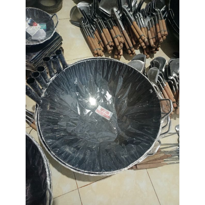 WAJAN NASI GORENG ANTI LENGKET 60CM // WOK SEASONING // Wajan Besi // Wajan Baja