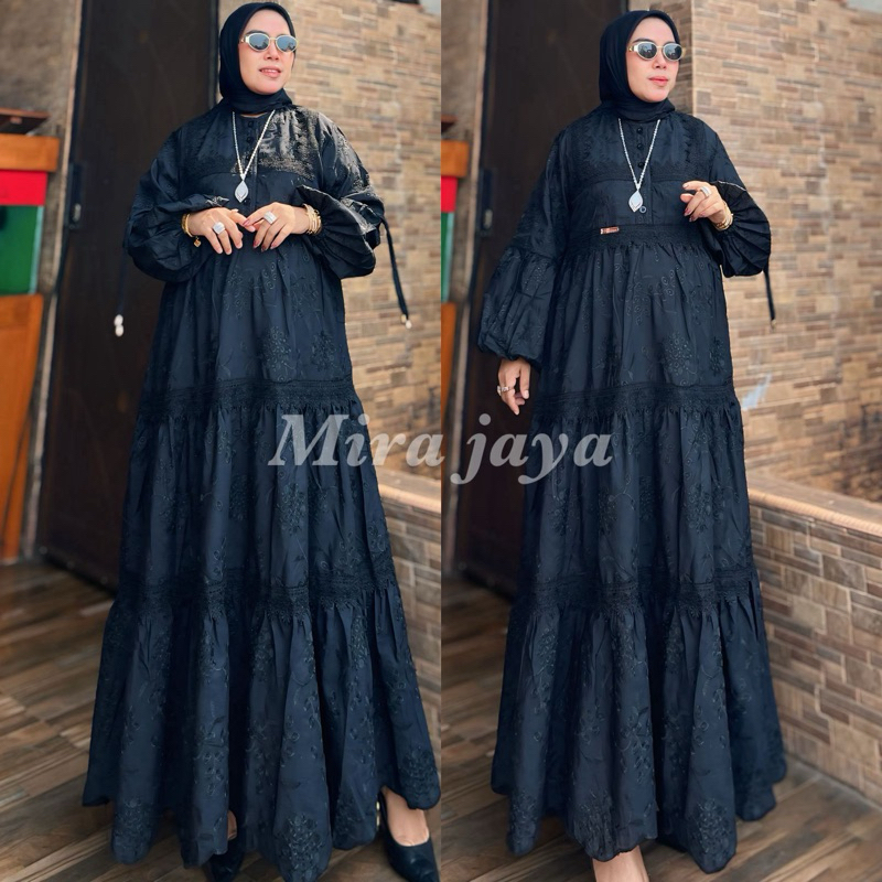 Midi Dress Katun Bordir Bolong