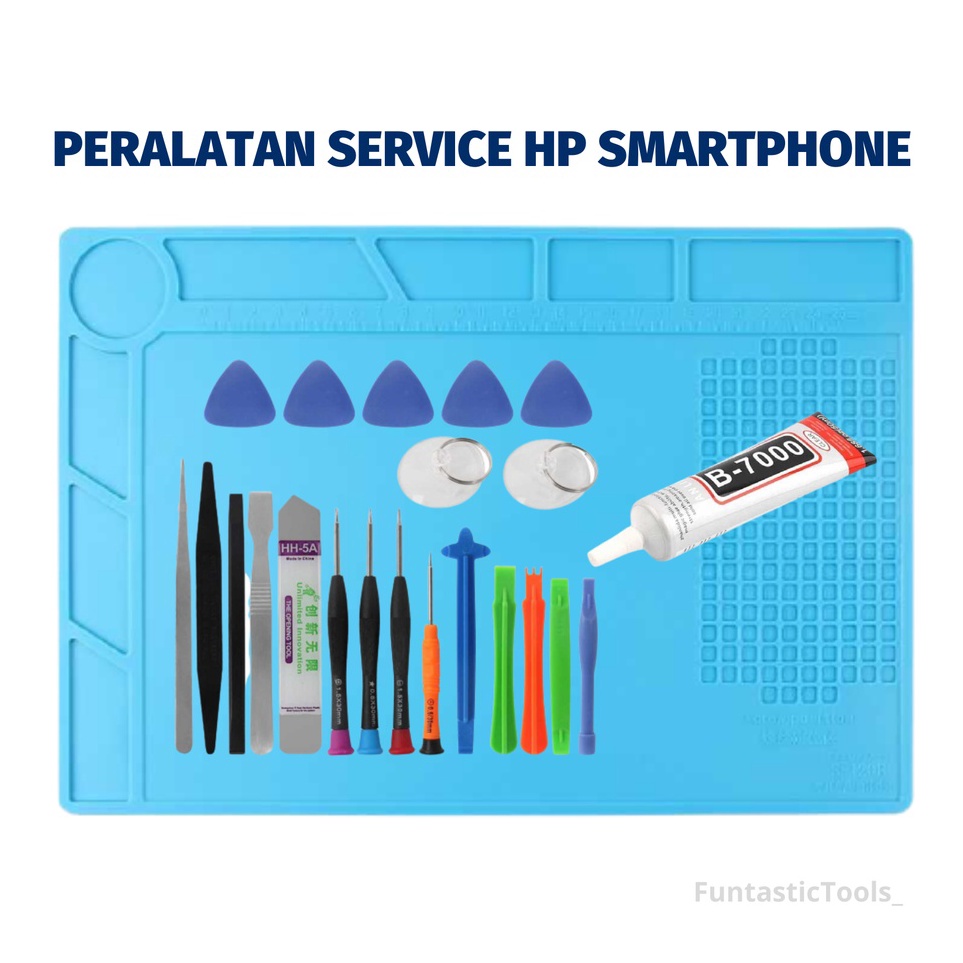 Harga Laris  Alat Service Hp Fullset Lengkap Matras Anti Panas Obeng Set Dan Lem Lcd