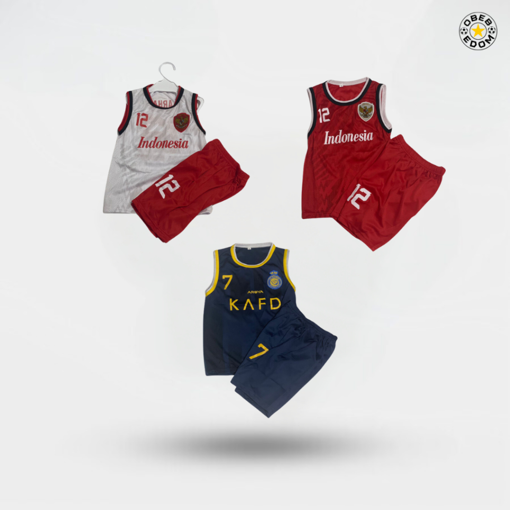 SETELAN BAJU JERSEY SINGLET INDONESIA BOLA ANAK 1-14 TAHUN TERBARU STELAN SINGLET BOLA OBED EDOM