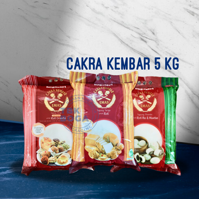 

Tepung Cakra Kembar 5 Kg ( Pao, Roti, Oriental ) Emas Terigu Gandum Bogasari Protein Tinggi