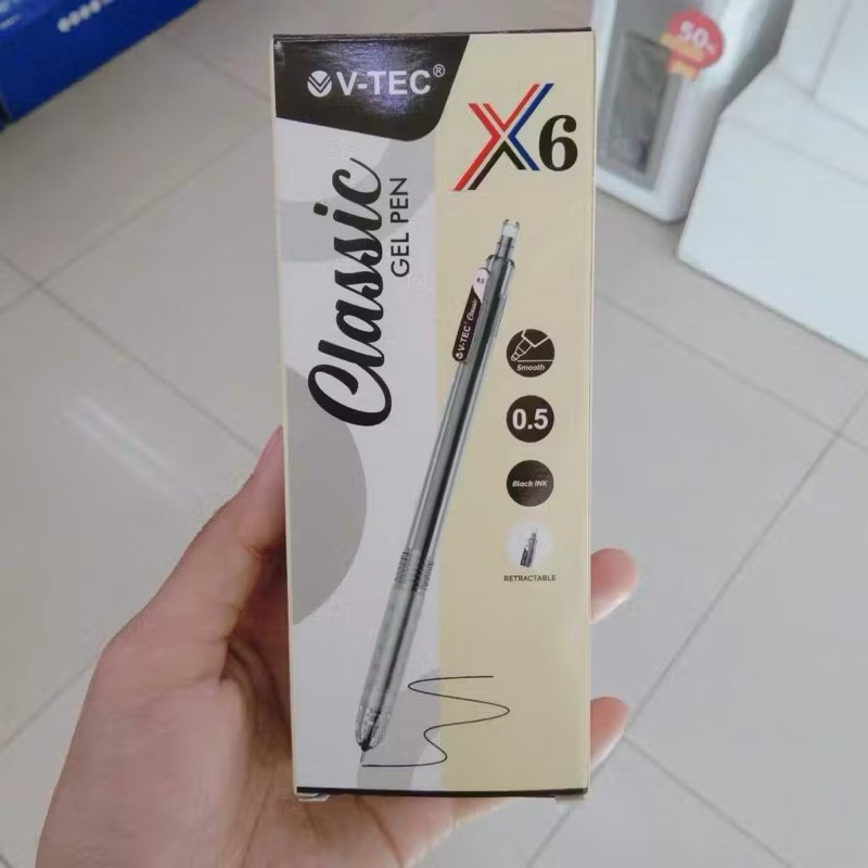 

V-TEC Classic X6 GEL PEN 0.5 1 PACK isi 12 warna HITAM Bulpen Gel 0.5