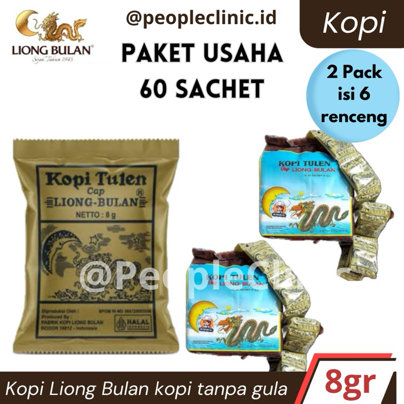 

2 PACK/6 RENCENG/60 SACHET KOPI LIONG TANPA GULA KHAS BOGOR (KOPI TULEN) by. PEOPLE CLINIC