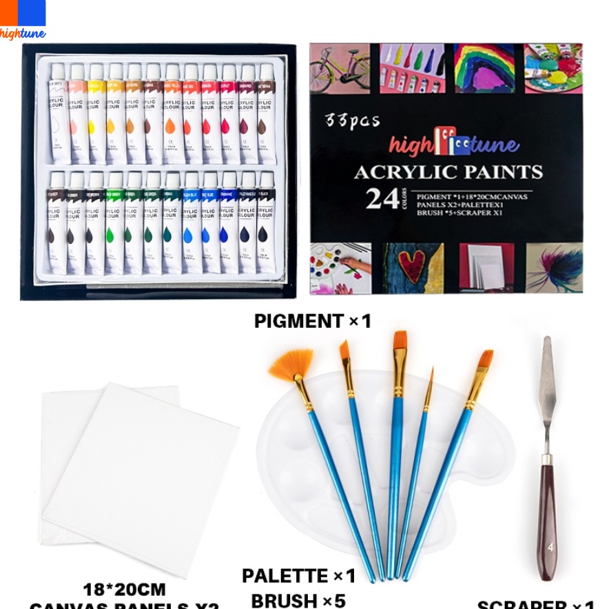 

First Hand Hightune Acrylic Paint Set Cat Akrilik Set 1224 Warna 1ml Lukis Kanvas Maries Acrylic DasarPrimer