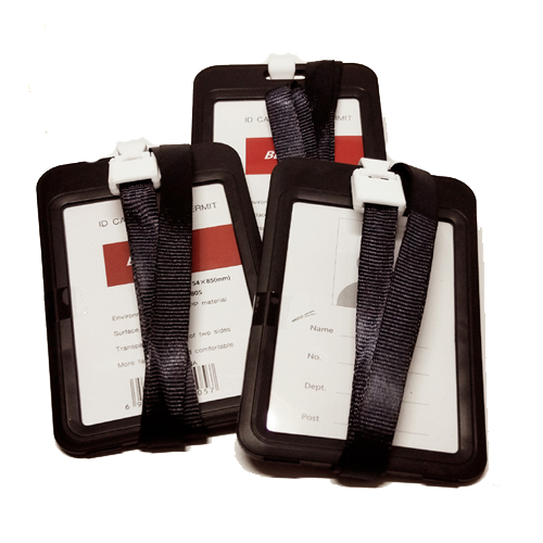 

Tag nama kartu ID pemegang kartu nama plastik transparan potret lanyard label bening warna vertikal