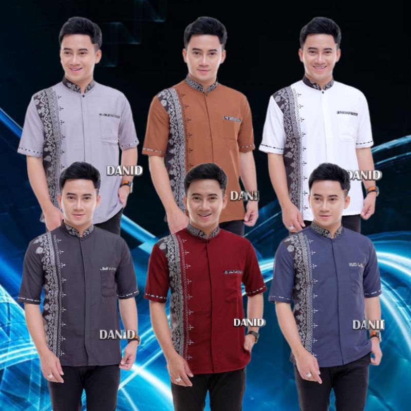 Baju Koko Pria Formal Lengan Pendek Bordir Modern Model Terbaru Lebaran 2025 Baju Muslim Pria Dewasa