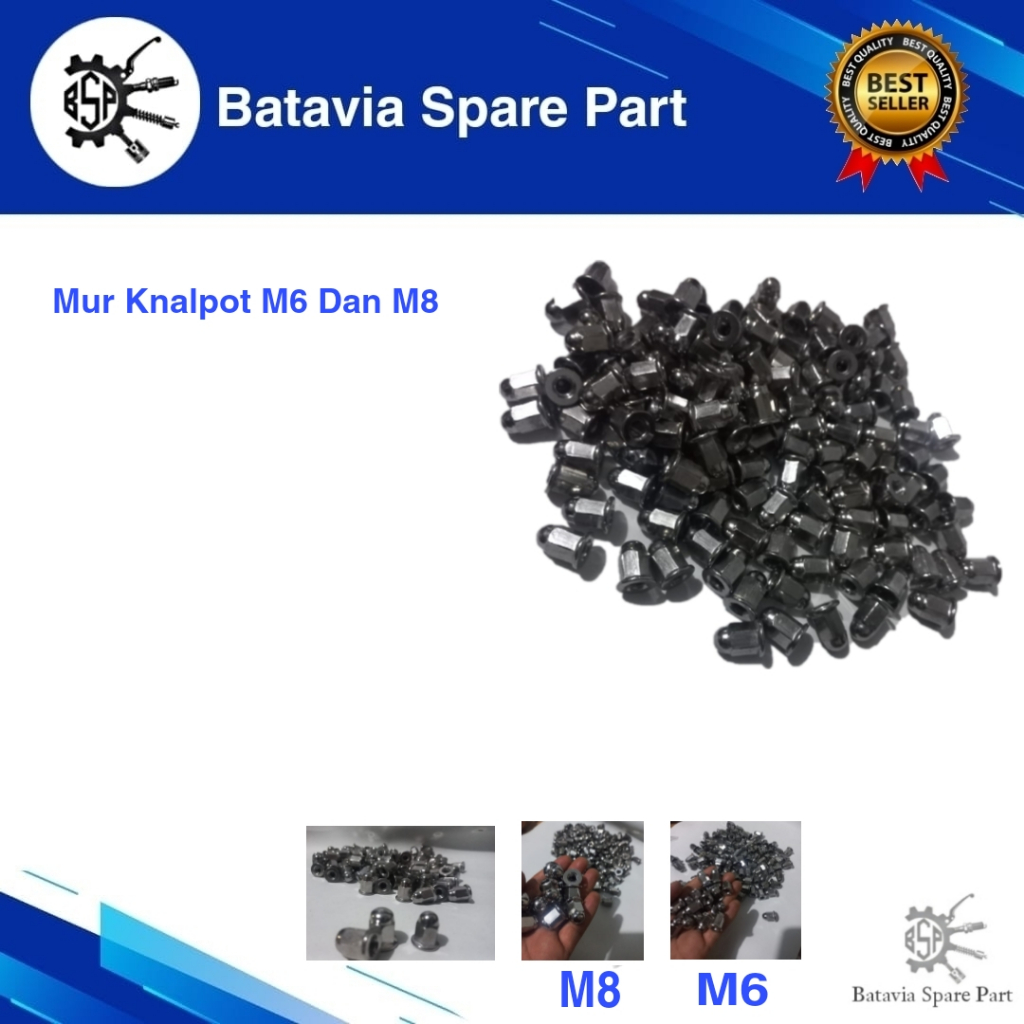 Mur Knalpot M6 Dan M8 Baut 10 / Baut 12 / Mur Topi Flange M6 /M8 Baut 10 / Baut 12 Chrome