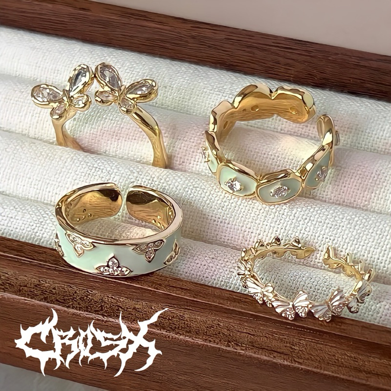 GOLD RING / CINCIN OVAL BUTTERFLY KUPU KUPU CINCIN HITAM SILVER / CROSS RING STAR CINCIN SALIB BINTA