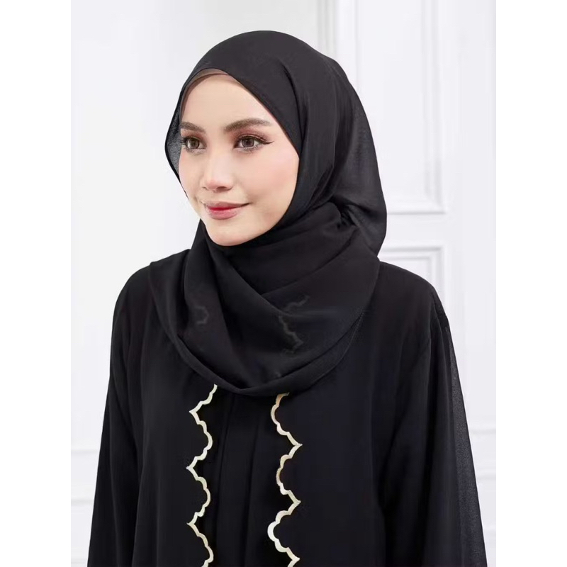 EMILIA ABAYA BASIC BAHAN CERUTY BABYDOLL APLIKASI BORDIR ABAYA POLOS ABAYA JUMBO ABAYA UMROH