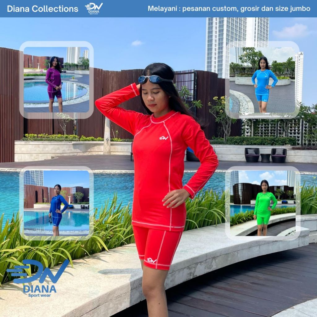 Setelan renang wanita/Setelan renang wanita lengan panjang/Baju renang dewasa/Baju renang lengan pan