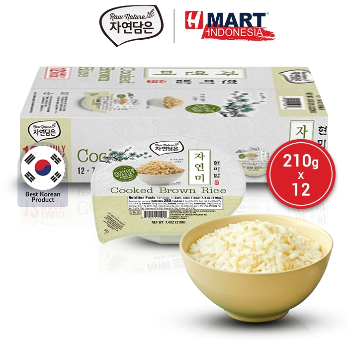 RAW NATURE Cooked Brown Rice - Nasi Merah Instan Korea 210g 1 Dus (isi 12pcs)