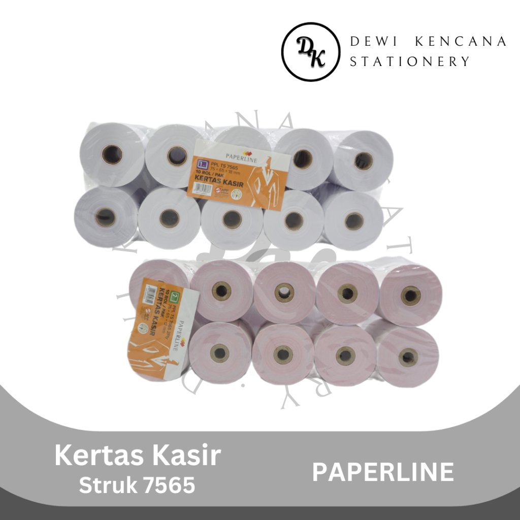 

Dck Kertas Kasir / Struk / Paper Roll 1PLY 2PLY Uk. 75x65 Merk Paperline