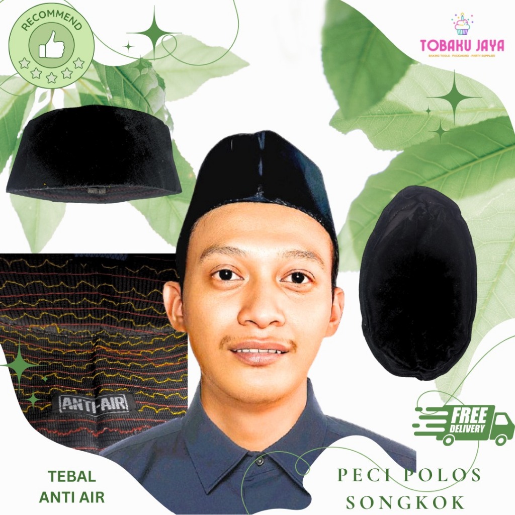 Peci Hitam Polos / Songkok Kopiah Hitam Polos / Peci Hitam Tebal / Peci Polos Murah Berkualitas