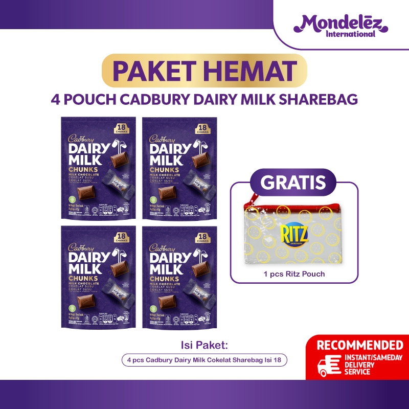 [PAKET HEMAT] 4 POUCH CADBURY DAIRY MILK SHAREBAG - Coklat Pouch Manis Lembut Dairy
