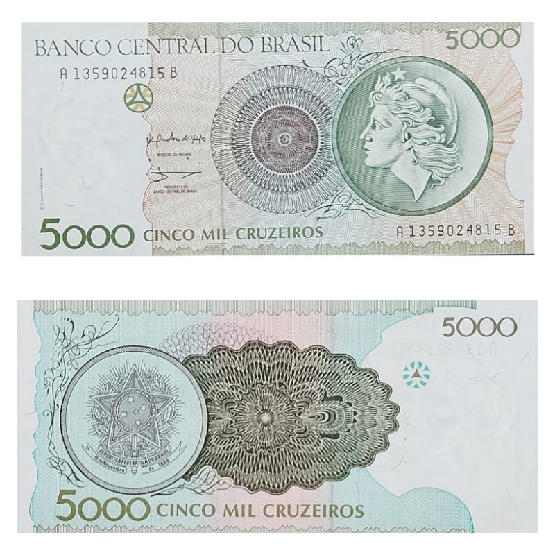 #Super Murah Uang Negara Brasil Brazil 5000 Cruzeiros Valentine Kondisi UNC GRESS MULUS Original 100