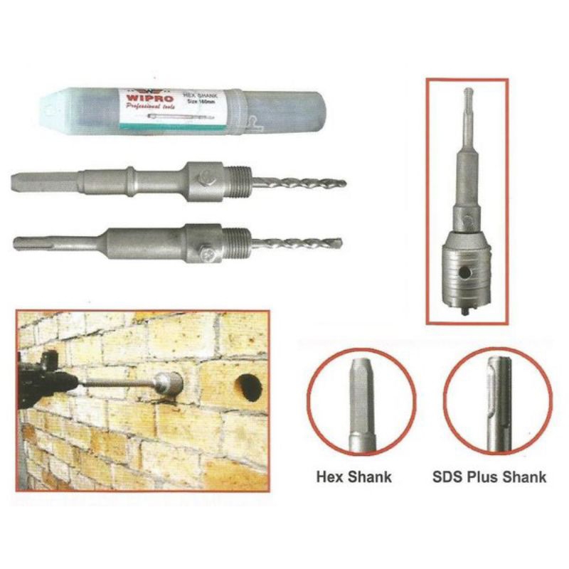 Wipro Penyambung Hole Saw Beton/Connecting Drill Bit SDS/Connecting SDS Plus Shank