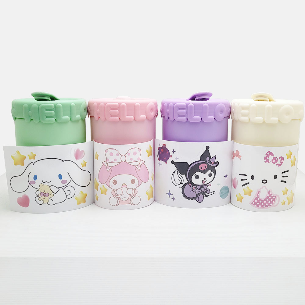 [TKON] Gelas Kaca Berlapis Ganda Lucu dengan Stiker Karakter - Kapasitas 350ml RANDOM