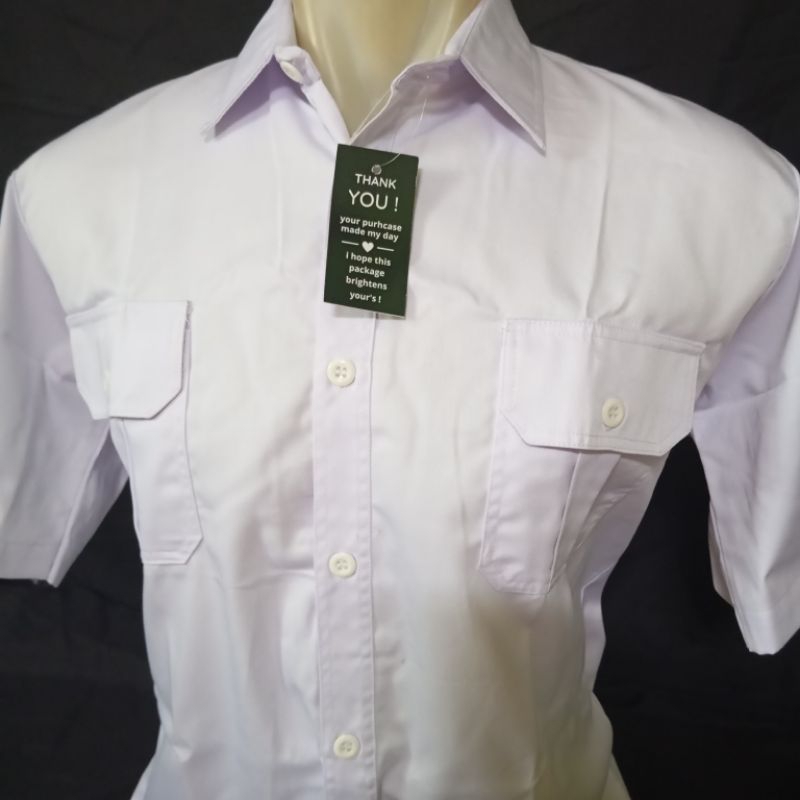 seragam pria putih kemeja pdh/pdl laki-laki atasan outdoor lengan pendek bahan dril