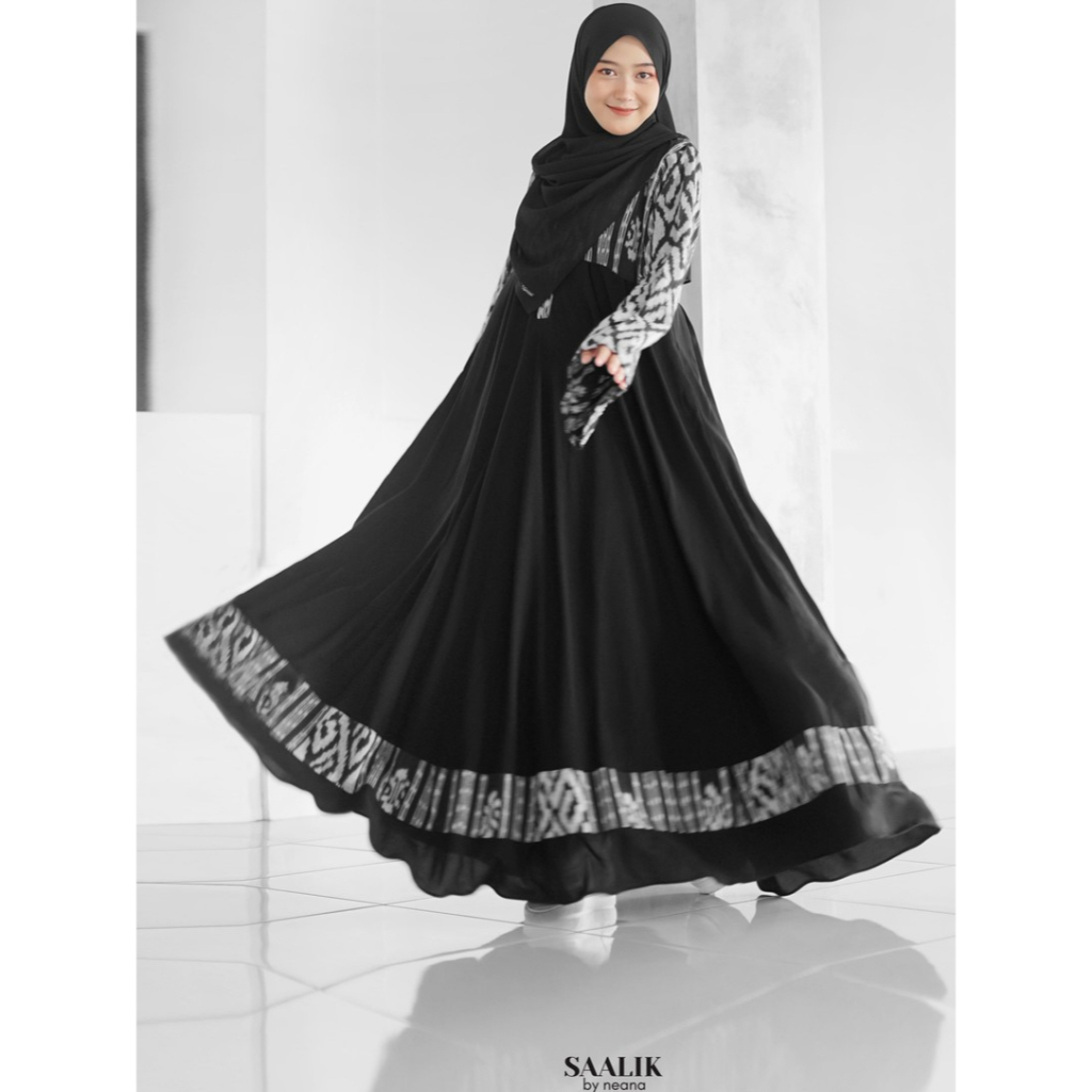 SABRINA DRESS ~ DRESS KOMBINASI TENUN ~ OUTFIT TENUN