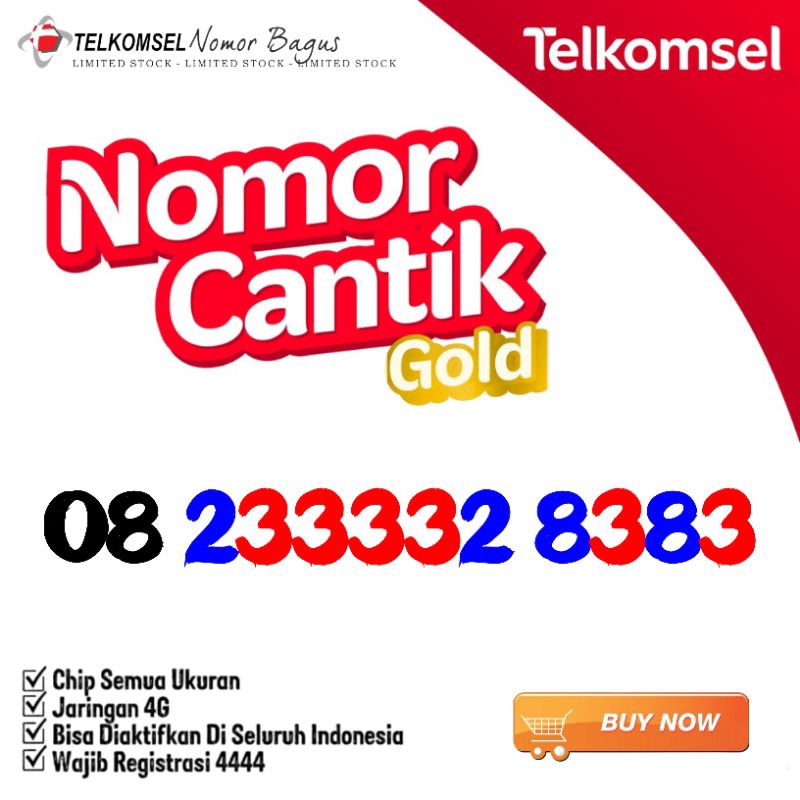 NOMOR CANTIK TELKOMSEL Nomor Cantik Simpati Kartu Perdana 4g 5g nomor cantik 3332 8383 233332