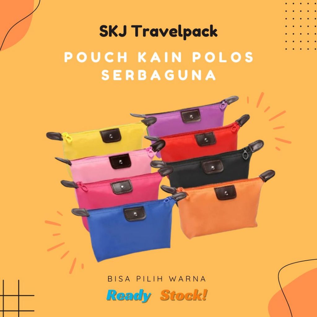 (ADA HARGA GROSIR) Tas Pouch Kain Wadah Kosmetik Serbaguna - Dompet Wadah Kain Parasut Polos Serbagu