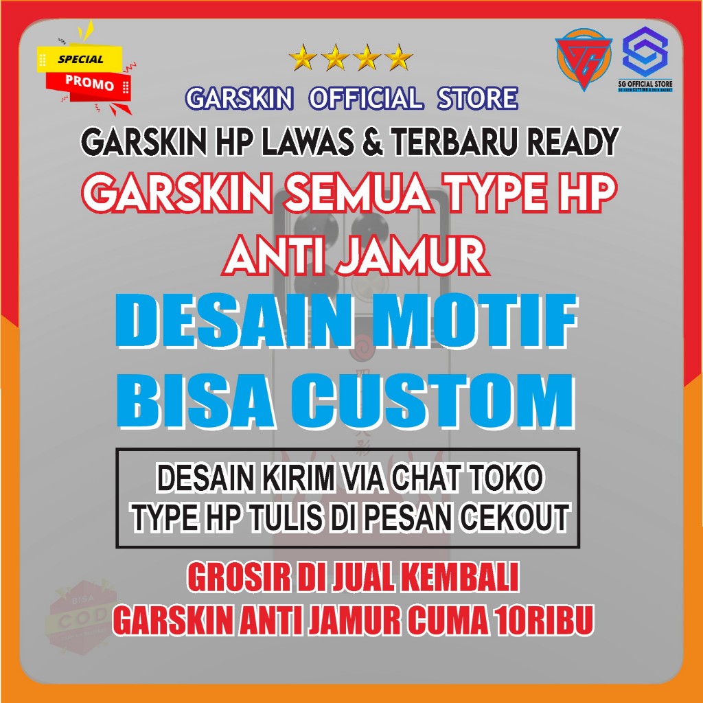 Promo Skin Anti Jamur Garskin Semua Type HP ASUS SAMSUNG INFINIX REALME POCO POVA ITEL NUBIA DLL