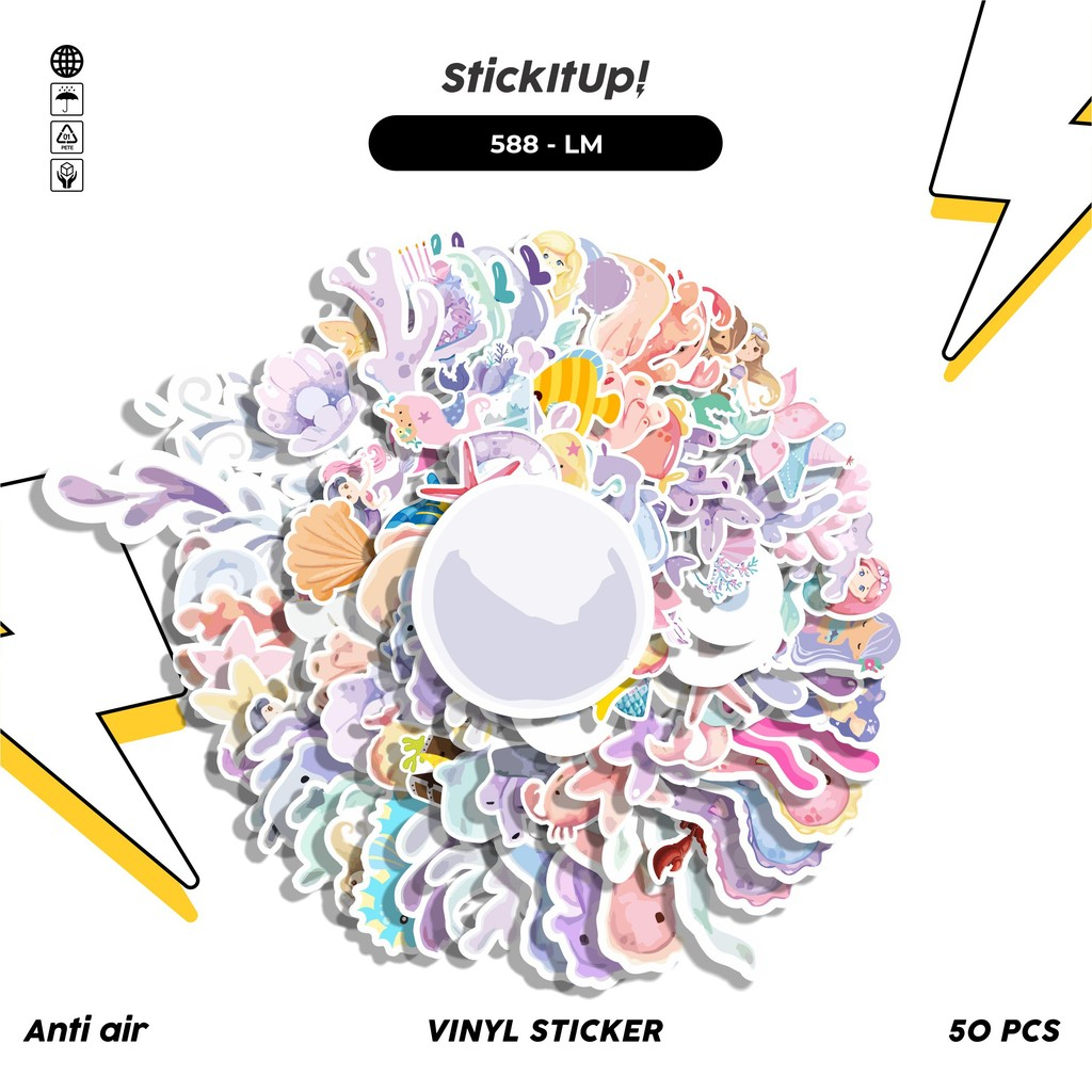 

COD100 Pcs Stiker Little Mermaid Lucu Anti Air Untuk Dekorasi Notebook Sepeda Skateboard Handphone DIY