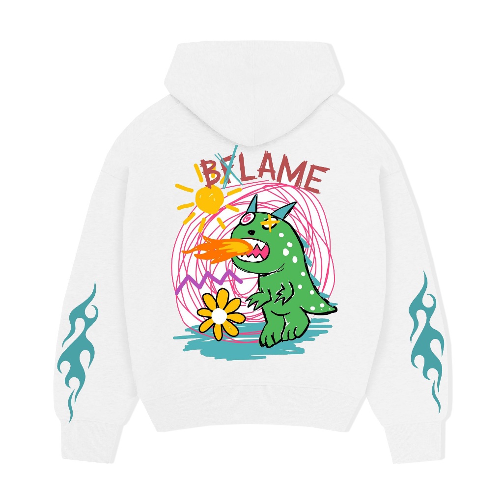 WOOZY | HOODIE PRIA OVERSIZE PUTIH | BLAME