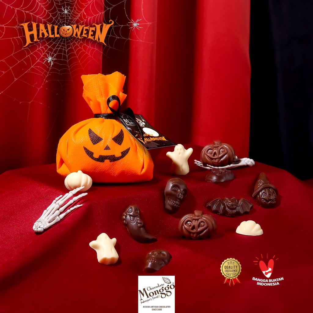 

Chocolate Monggo | Halloween Chocolate Pocket Pumpkin Mixed 70g | Hadiah Anak Coklat Labu