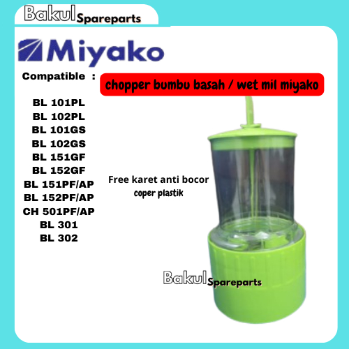 Wetmill Chopper Gelas Bumbu Blender Miyako  102 151 152 Gear Plastik, SATUAN/SEPAKET + MESIN