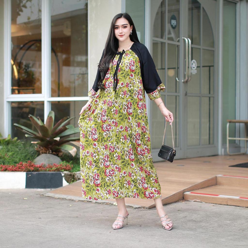 Longdress VANESA Daster  jumbo kekinian ld 120 pd 125 Branded  tervirall younique by jihan Bunga dah