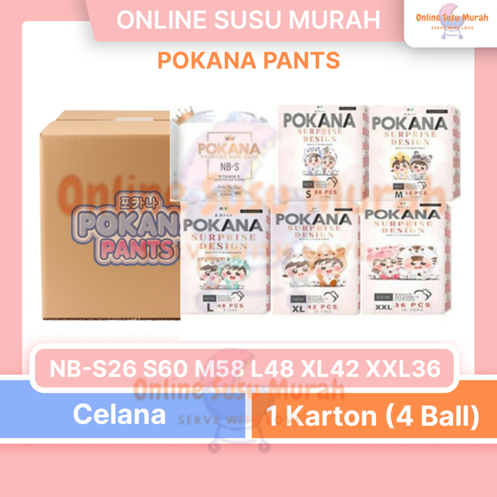 POKANA PANTS BUNDLE 4 BALL / 1 KARTON  S60 M58 L48 XL42 XXL36 TAPE NB-S26 PPKS