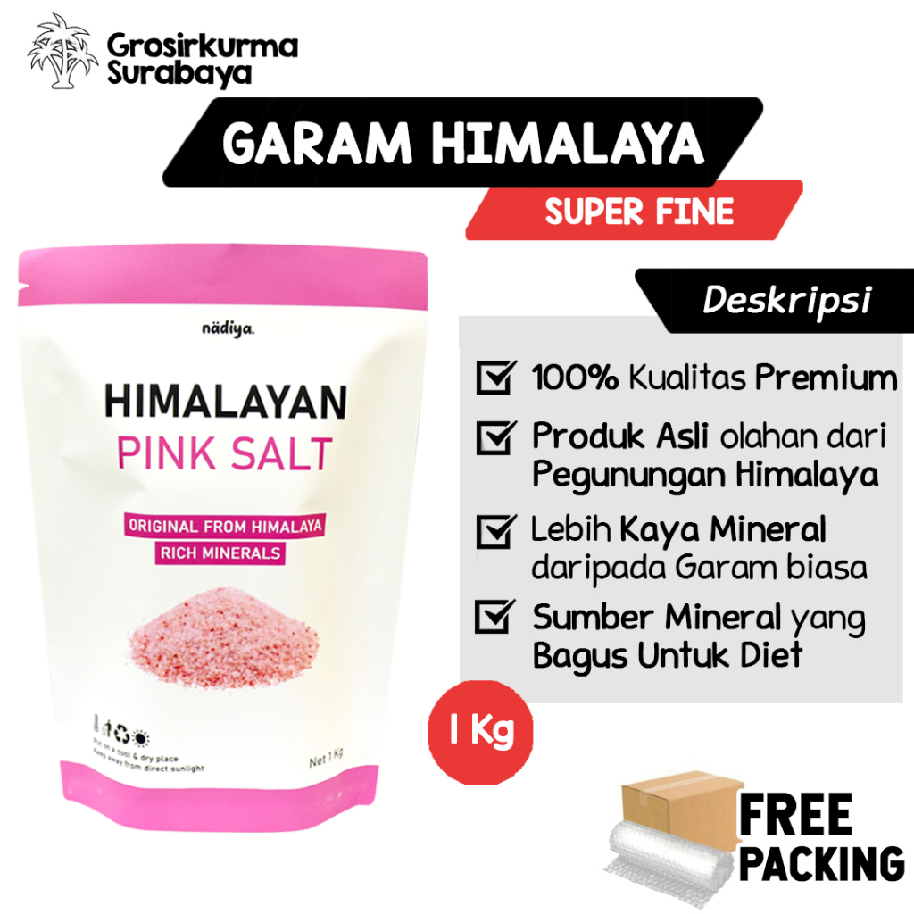 

Nadiya GARAM HIMALAYA Premium 1Kg Fine Halus Bagus Kaya Nutrisi Antioksidan Pengganti Garam Dapur