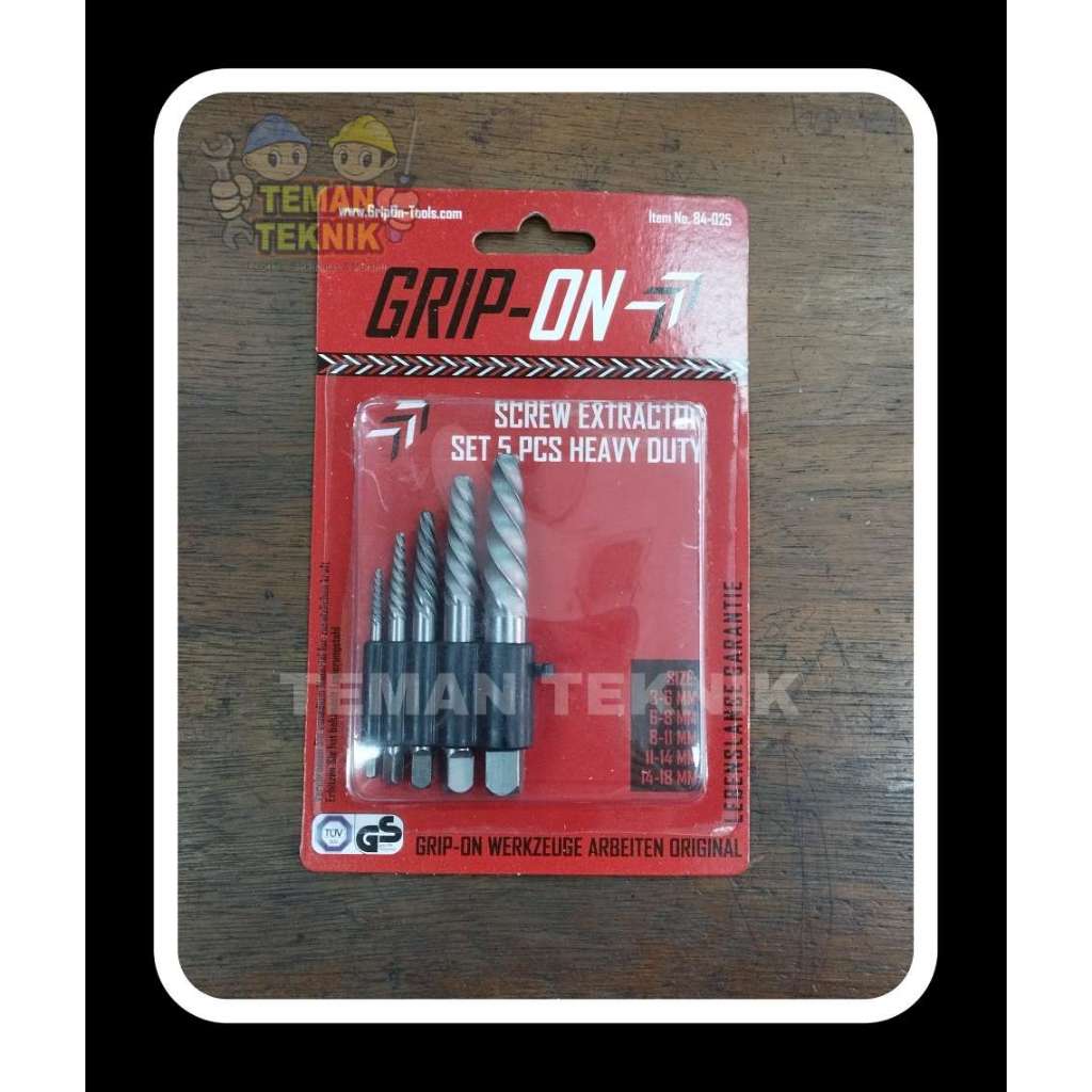 HEAVY DUTY SCREW EXTRACTOR / TAP BALIK SET KELAS BERAT 5 PCS GRIP-ON