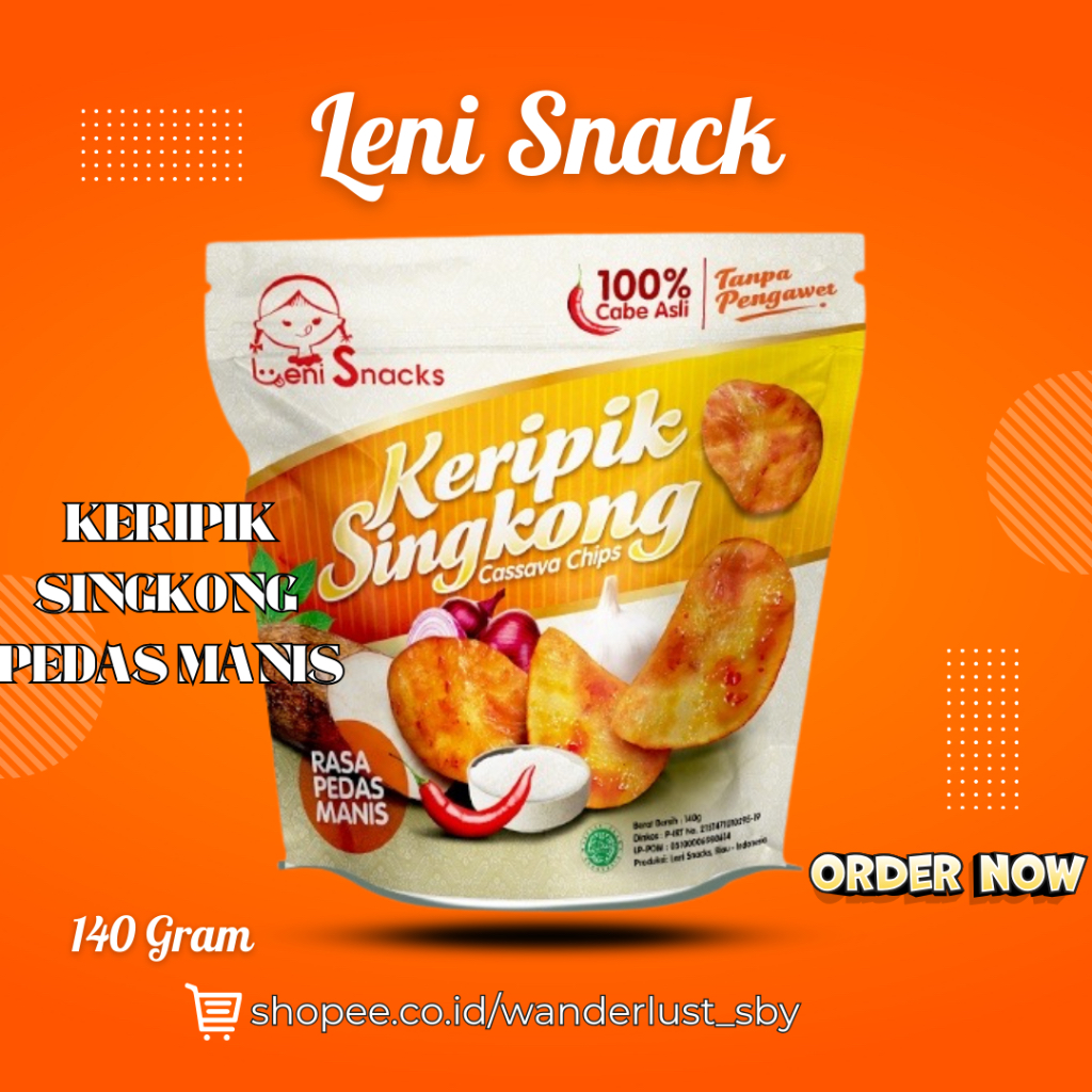 

[LENI SNACK] Camilan Snack Keripik Singkong Leni Snack Pedas Manis